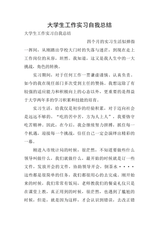 大学生工作实习自我总结