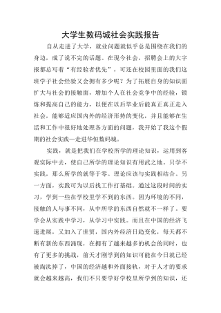 大学生数码城社会实践报告