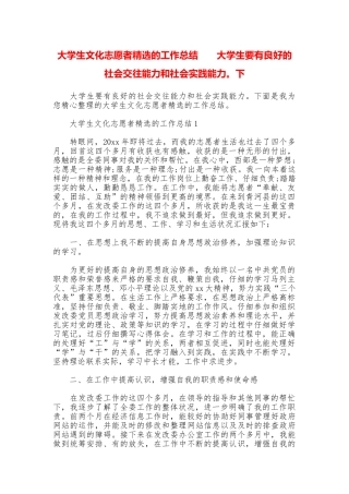 大学生文化志愿者精选的工作总结