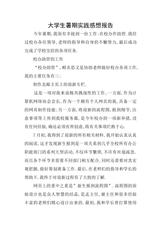 大学生暑期实践感想报告