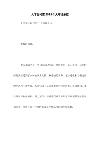 大学生村官2025个人年终总结
