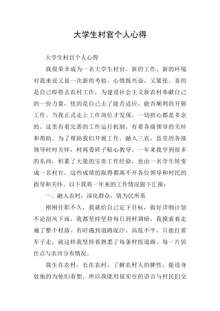 大学生村官个人心得