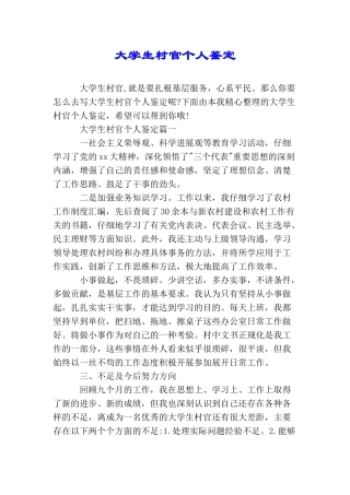 大学生村官个人鉴定