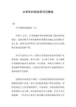 大学生村官扶贫日记精选