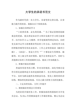 大学生的承诺书范文