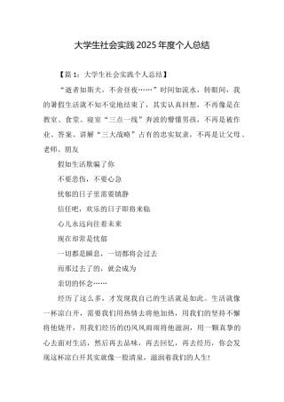 大学生社会实践2025年度个人总结