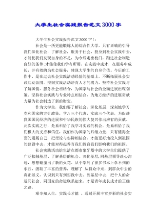 大学生社会实践报告范文3000字