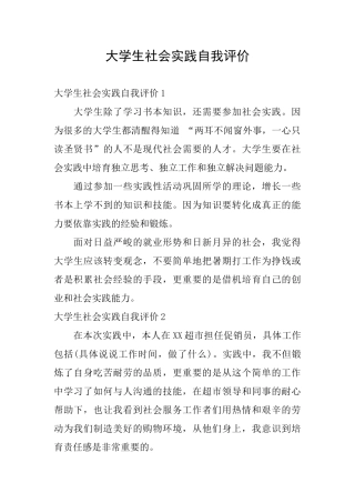 大学生社会实践自我评价