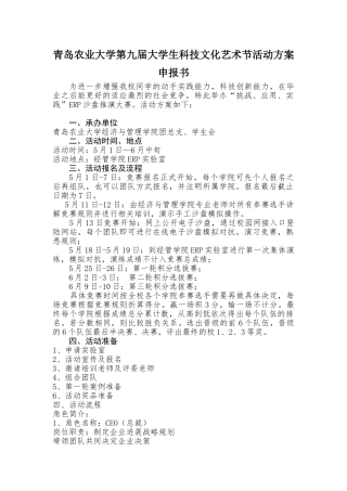 大学生科技文化艺术节系ERP活动方案