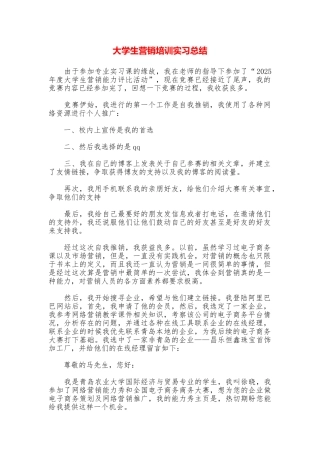 大学生营销培训实习总结