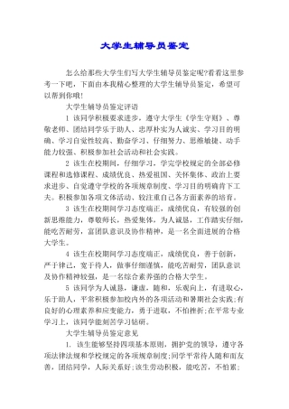 大学生辅导员鉴定