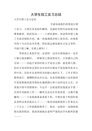 大学生钳工实习总结