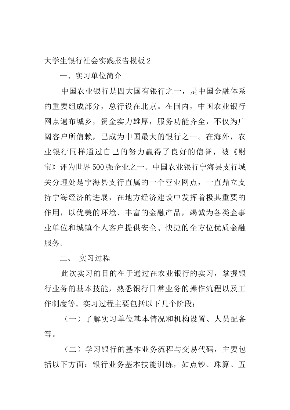 大学生银行社会实践报告模板_第3页