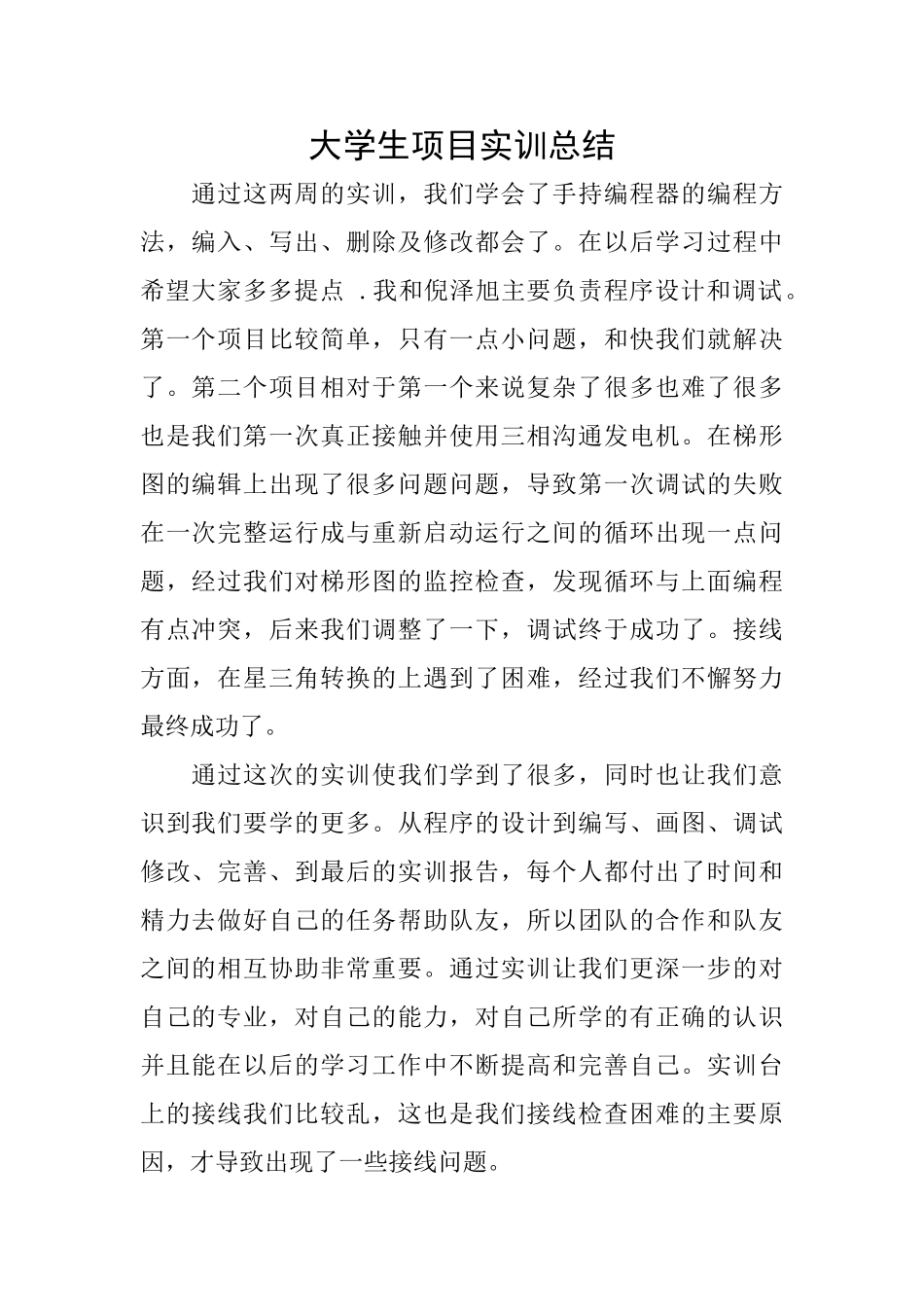 大学生项目实训总结_第1页