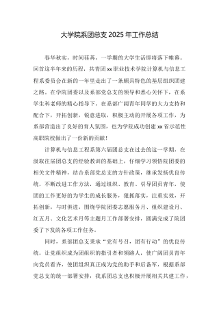 大学院系团总支2025年工作总结