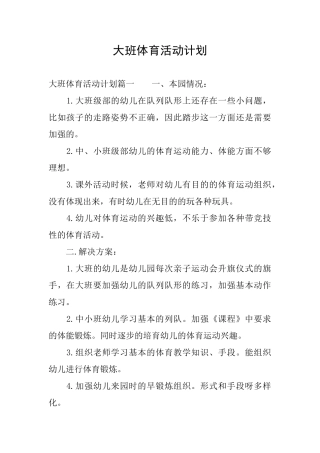大班体育活动计划