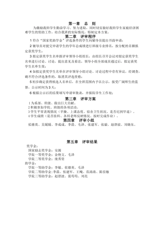 奖助学金评审方案