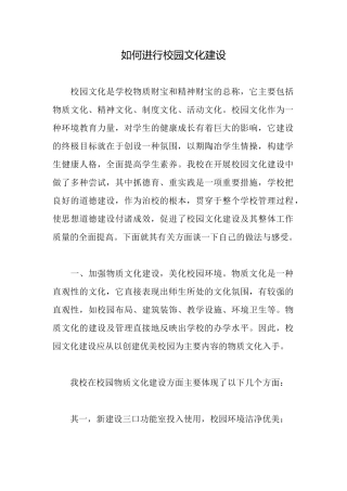 如何进行校园文化建设