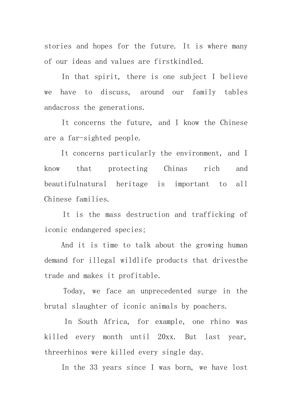 威廉王子在央视宣传保护动物的英文演讲稿_第2页