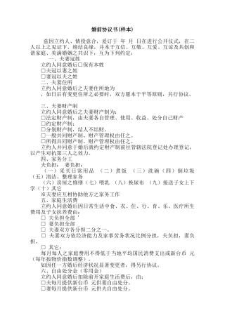 婚前协议书(律师版)