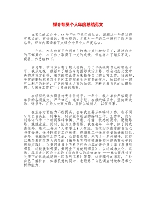 媒介专员个人年度总结范文