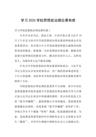 学习2025学校思想政治理论课有感