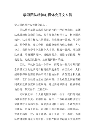 学习团队精神心得体会范文5篇