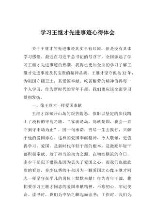 学习王继才先进事迹心得体会5