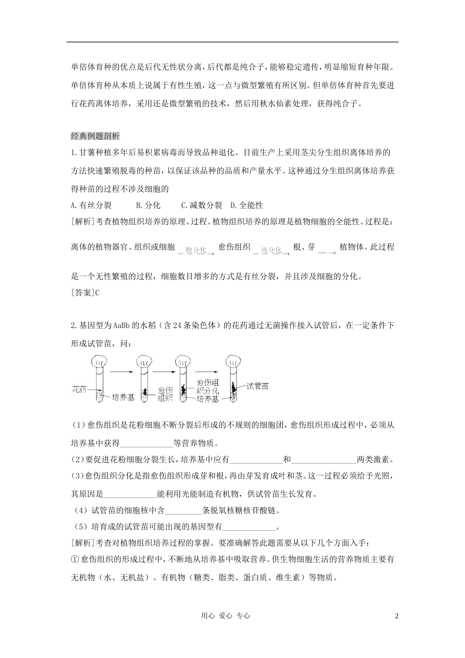 江苏省怀仁中学2012高二生物 2.1.2《植物细胞工程的实际应用》学案 新人教版选修3_第2页
