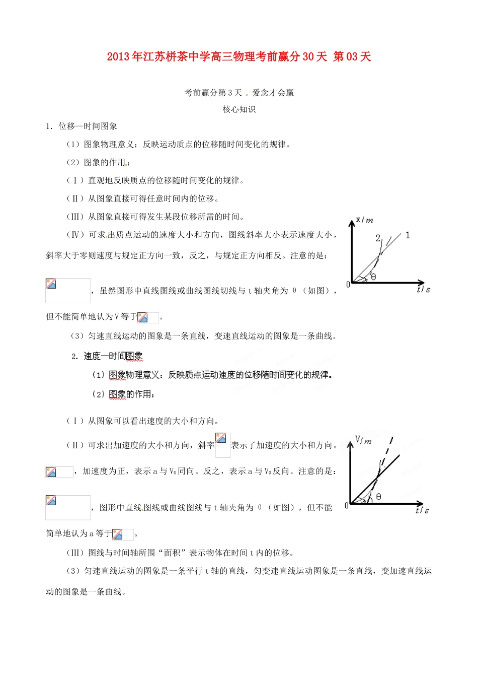 江苏省栟茶中学2013年高三物理考前赢分30天 第03天_第1页