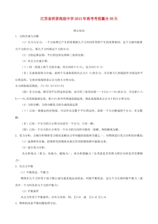 江苏省栟茶中学2013年高三物理考前赢分30天 第09天