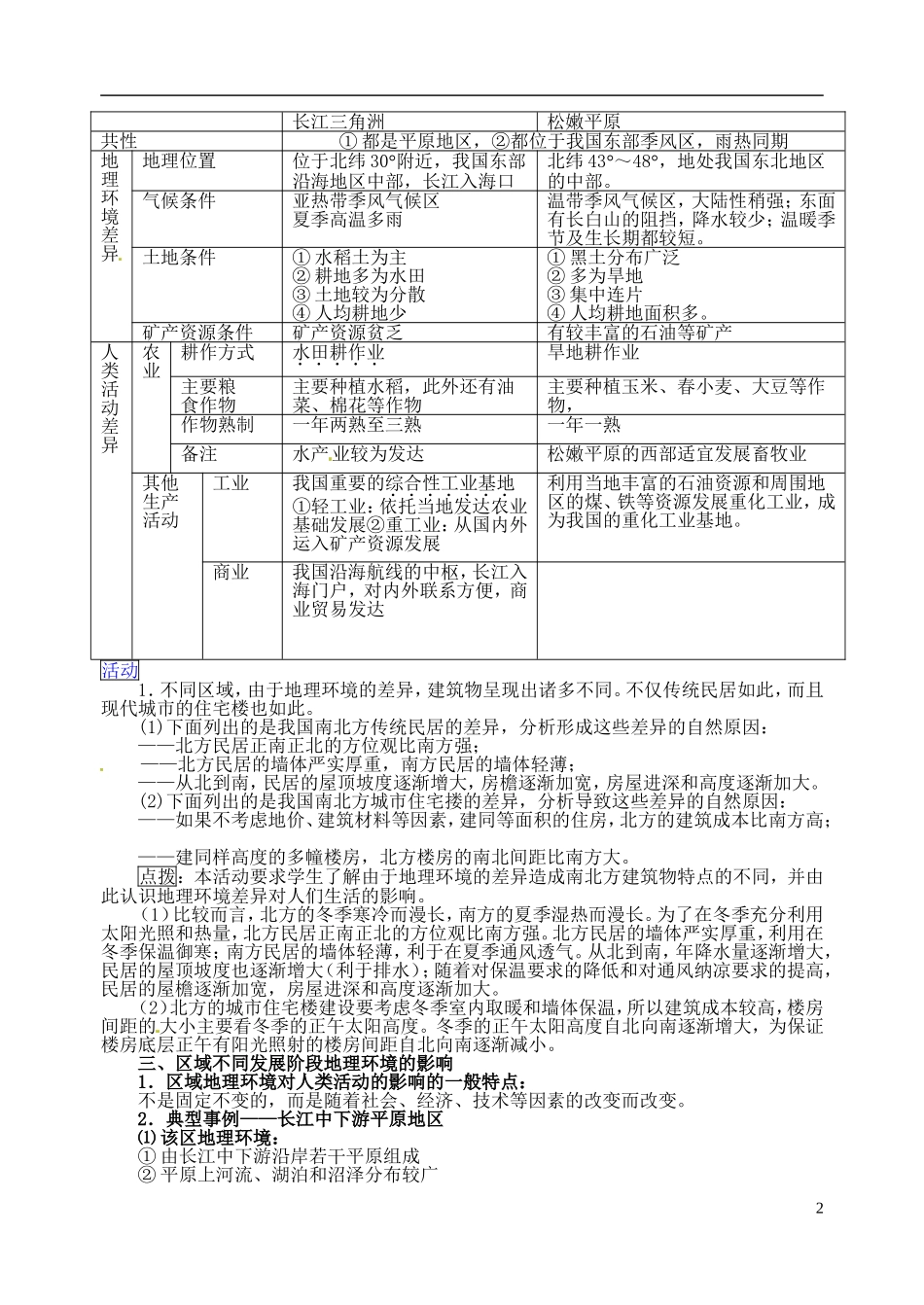 江苏省怀仁中学2014高中地理《1.1 地理环境对区域发展的影响》教案 新人教版必修1_第2页
