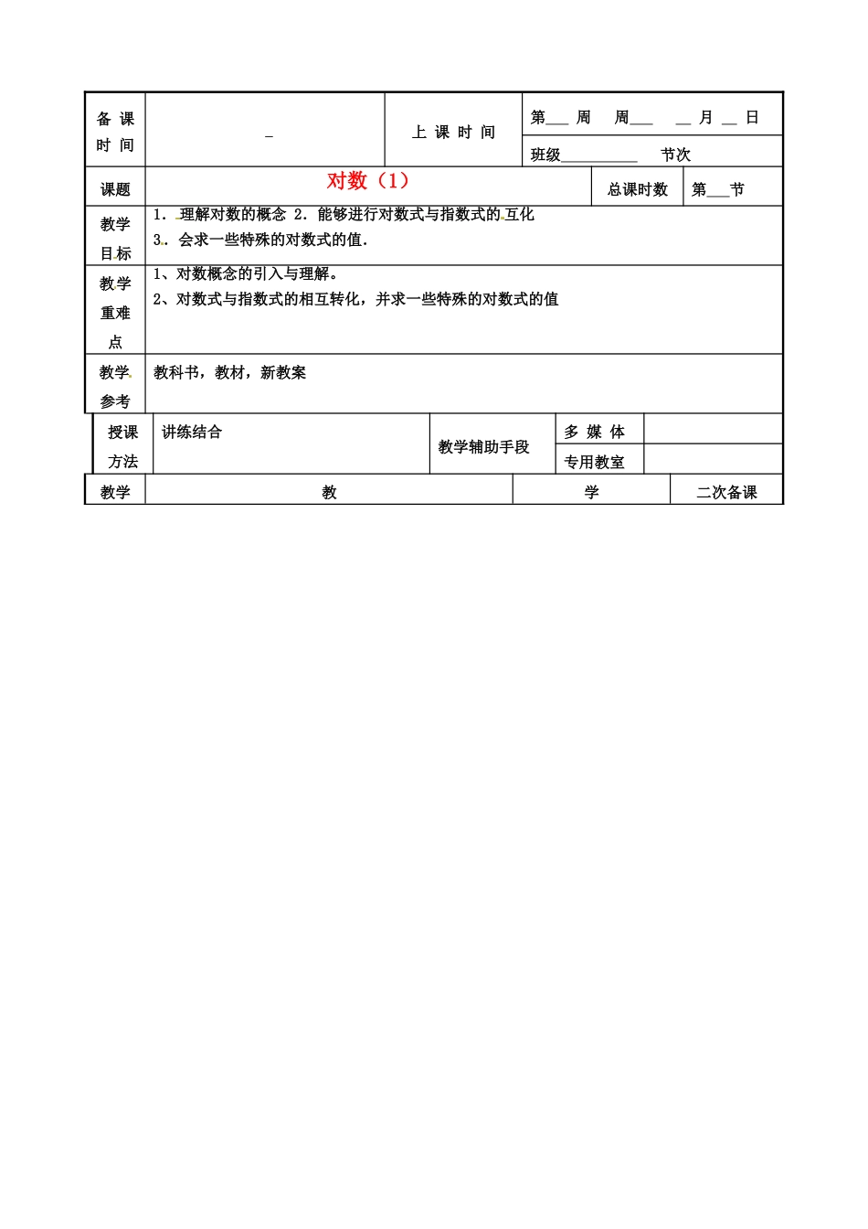 江苏省徐州市高一数学《3.2.1 对数（1）》学案_第1页