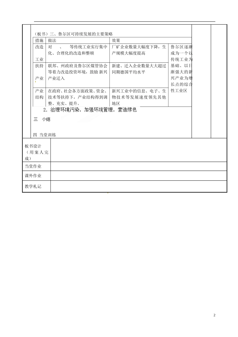 江苏省新沂市第二中学2014-2015学年高一地理 3.2.2 资源开发与区域可持续发展教案 鲁教版_第2页