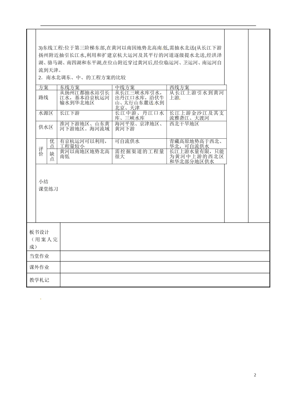 江苏省新沂市第二中学2014-2015学年高一地理 3.3.1 资源的跨区域调配教案 鲁教版_第2页