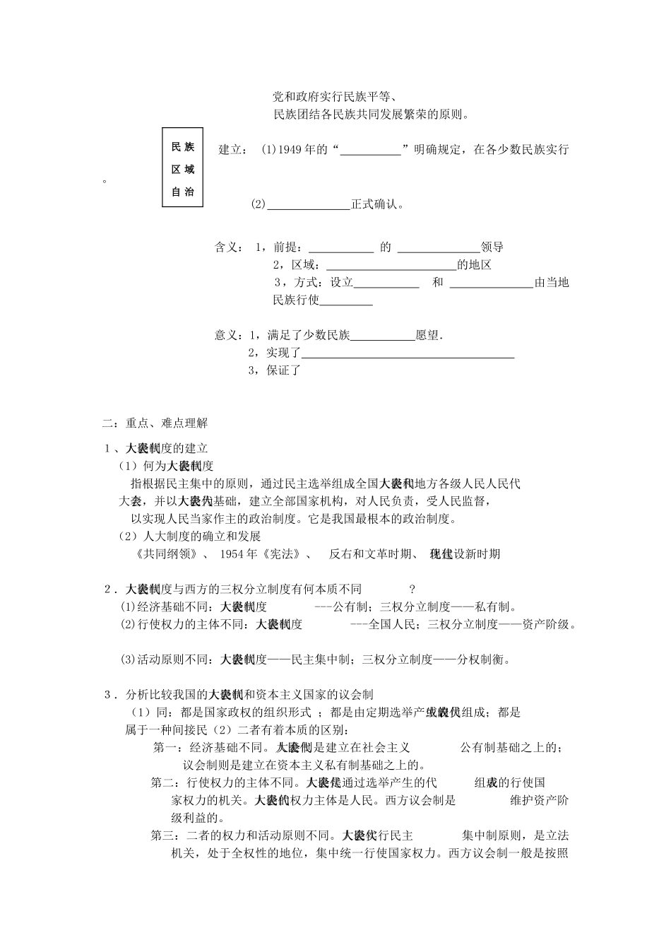 江苏省怀仁中学2014年高中历史 第20课 新中国的民主政治建设学案 新人教版必修1_第2页
