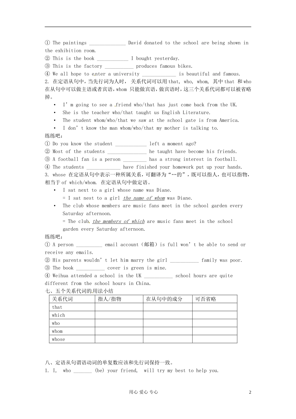 江苏省怀仁中学高一英语 M1U1 定语从句之关系代词(学生版) _第2页