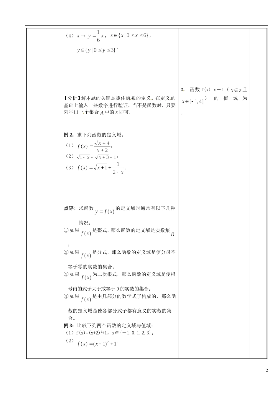 江苏省新沂市第二中学2014-2015学年高中数学 第8课时 函数的概念和图像教案1 苏教版必修1_第2页