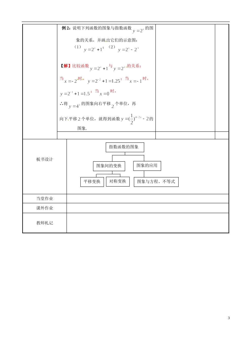 江苏省新沂市第二中学2014-2015学年高中数学 第24课时 指数函数教案2 苏教版必修1_第3页
