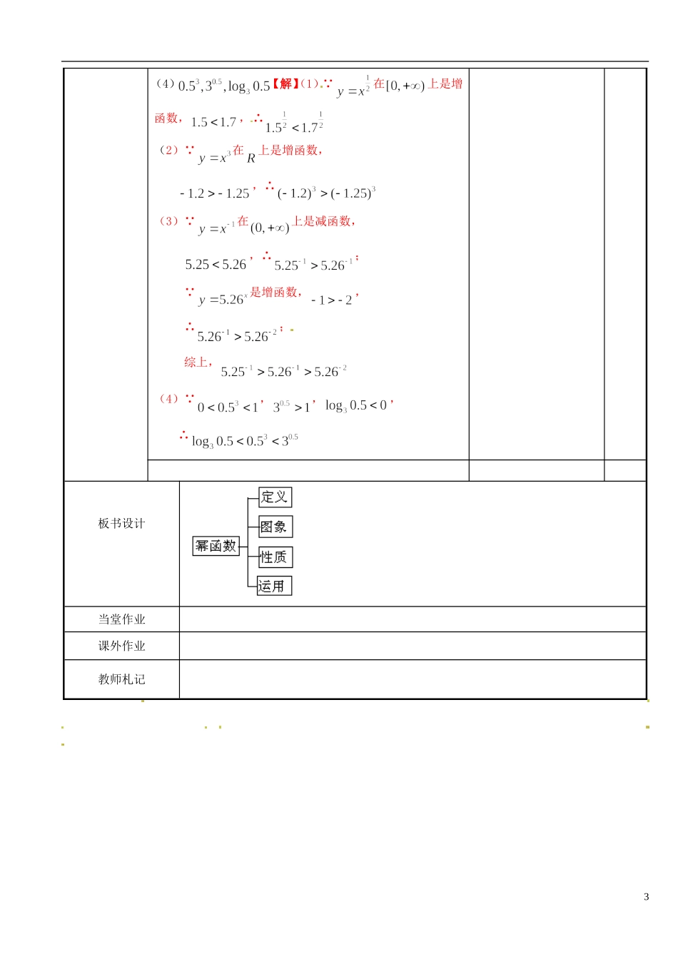 江苏省新沂市第二中学2014-2015学年高中数学 第34课时 幂函数教案1 苏教版必修1_第3页