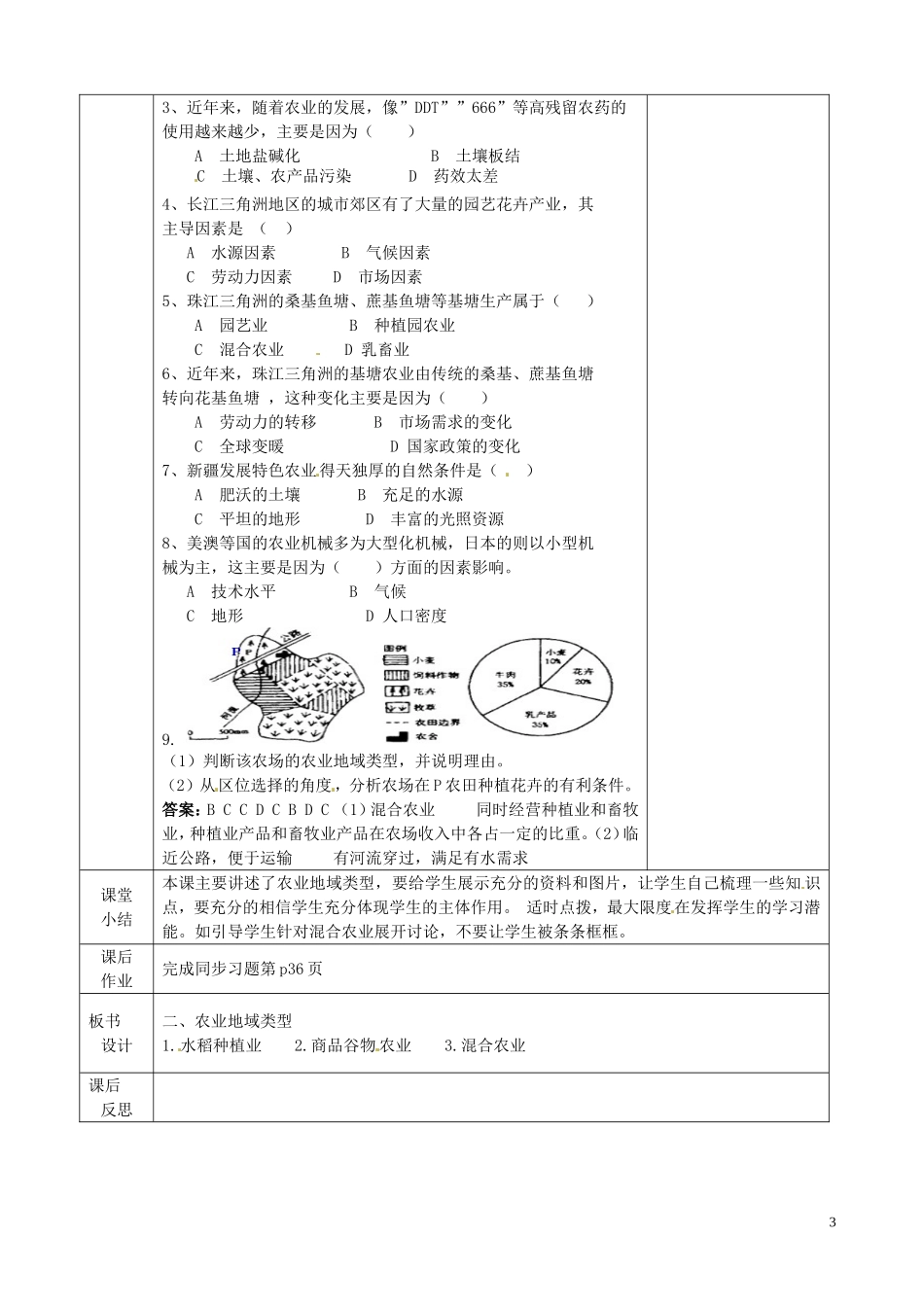 江苏省徐州市睢宁县菁华高级中学20014年高中地理 第三单元 第一节 农业生产与地理环境（第二课时）四步教学法教案 鲁教版必修2_第3页
