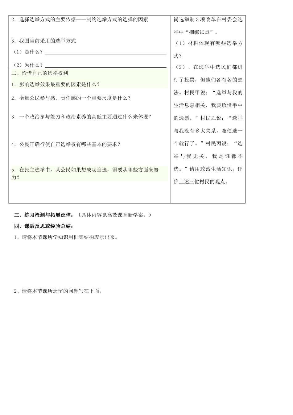 江苏省徐州市王杰中学2012-2013学年高一政治 民主选举投出理性的一票导学案 新人教版_第2页