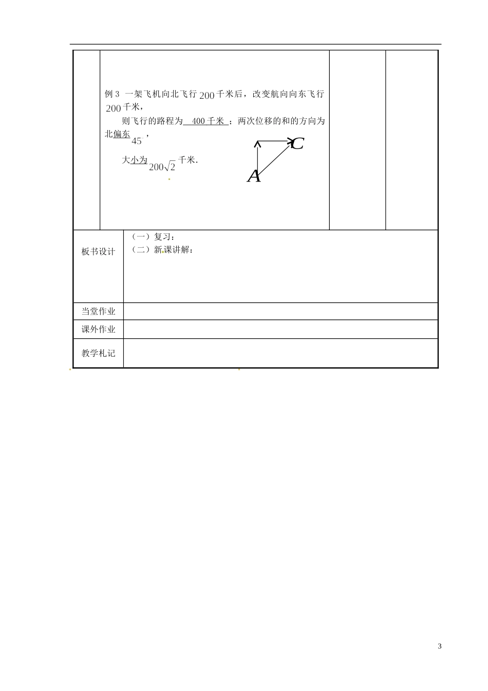 江苏省新沂市第二中学2014-2015学年高中数学 第72课时 向量教案 苏教版必修1_第3页