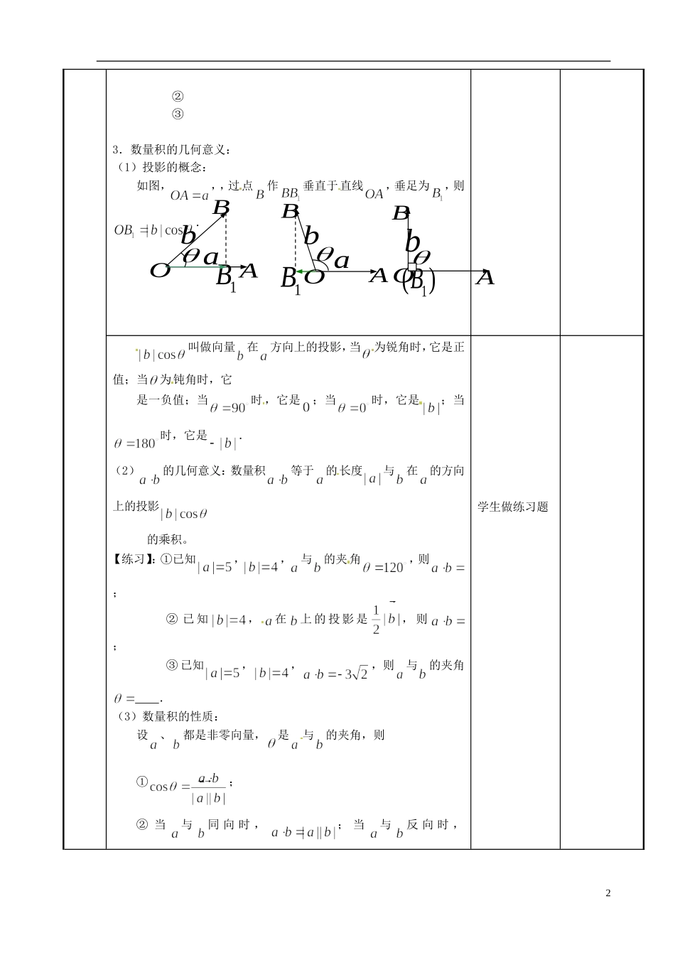 江苏省新沂市第二中学2014-2015学年高中数学 第79课时 向量的数量积教案 苏教版必修1_第2页