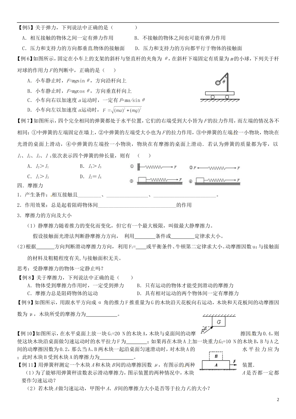 江苏省徐州市王杰中学2014高考物理一轮复习 力、重力、弹力、摩擦力学案_第2页