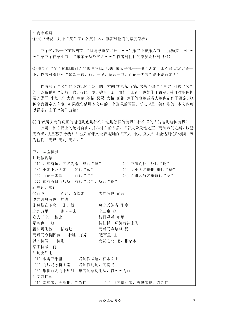 江苏省扬州市安宜高级中学高二B部语文《逍遥游》导学案_第3页