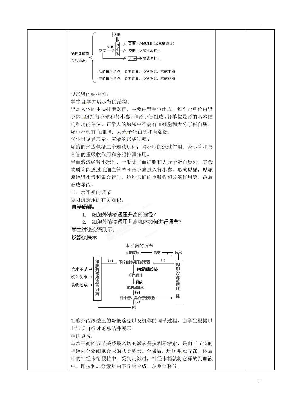 江苏省新沂市第二中学高中生物第二章 第一节 人体的稳态（3）教学案 苏教版必修3_第2页