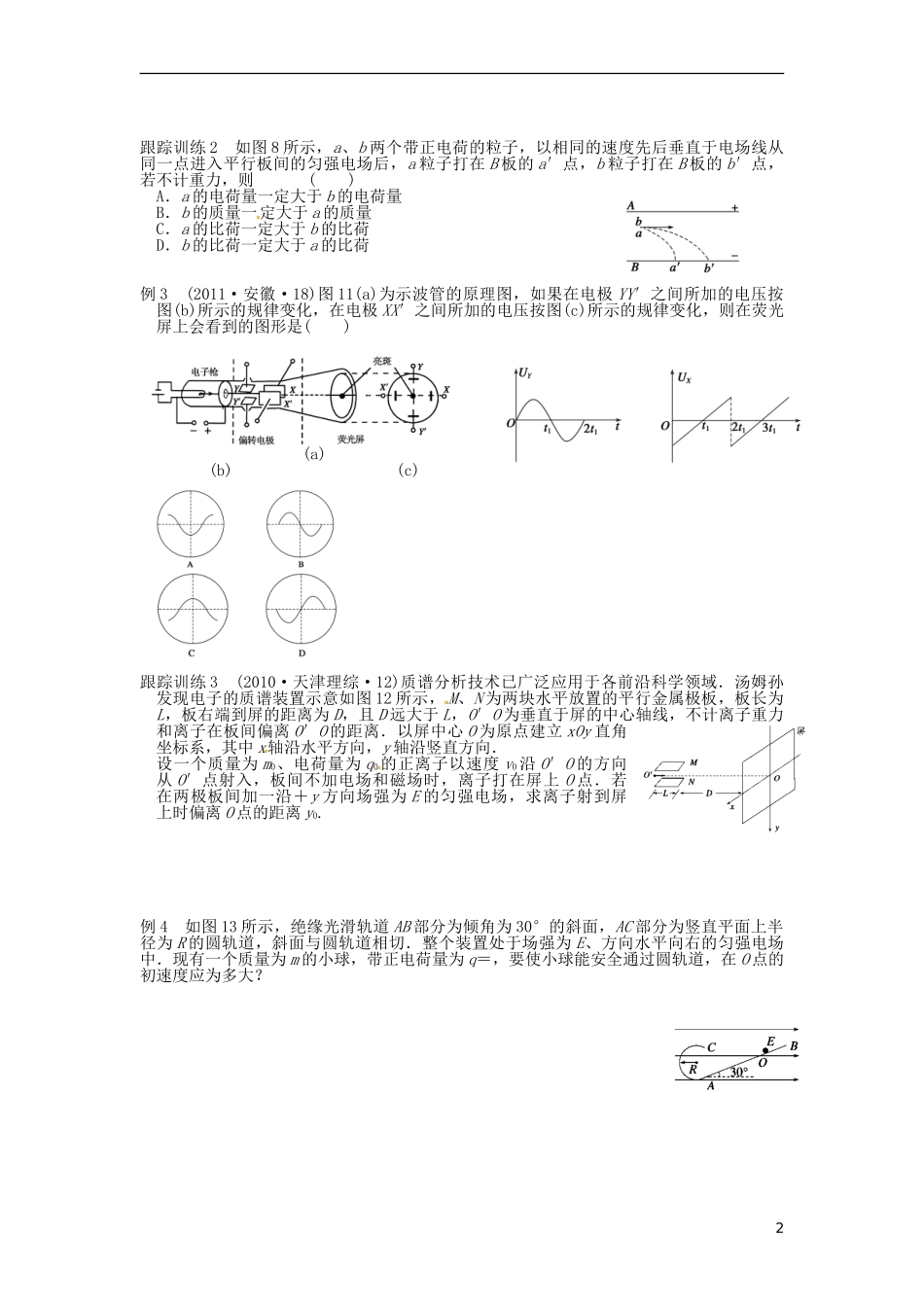 江苏省昆山震川高级中学高三物理 带电粒子在电场中的运动复习学案_第2页