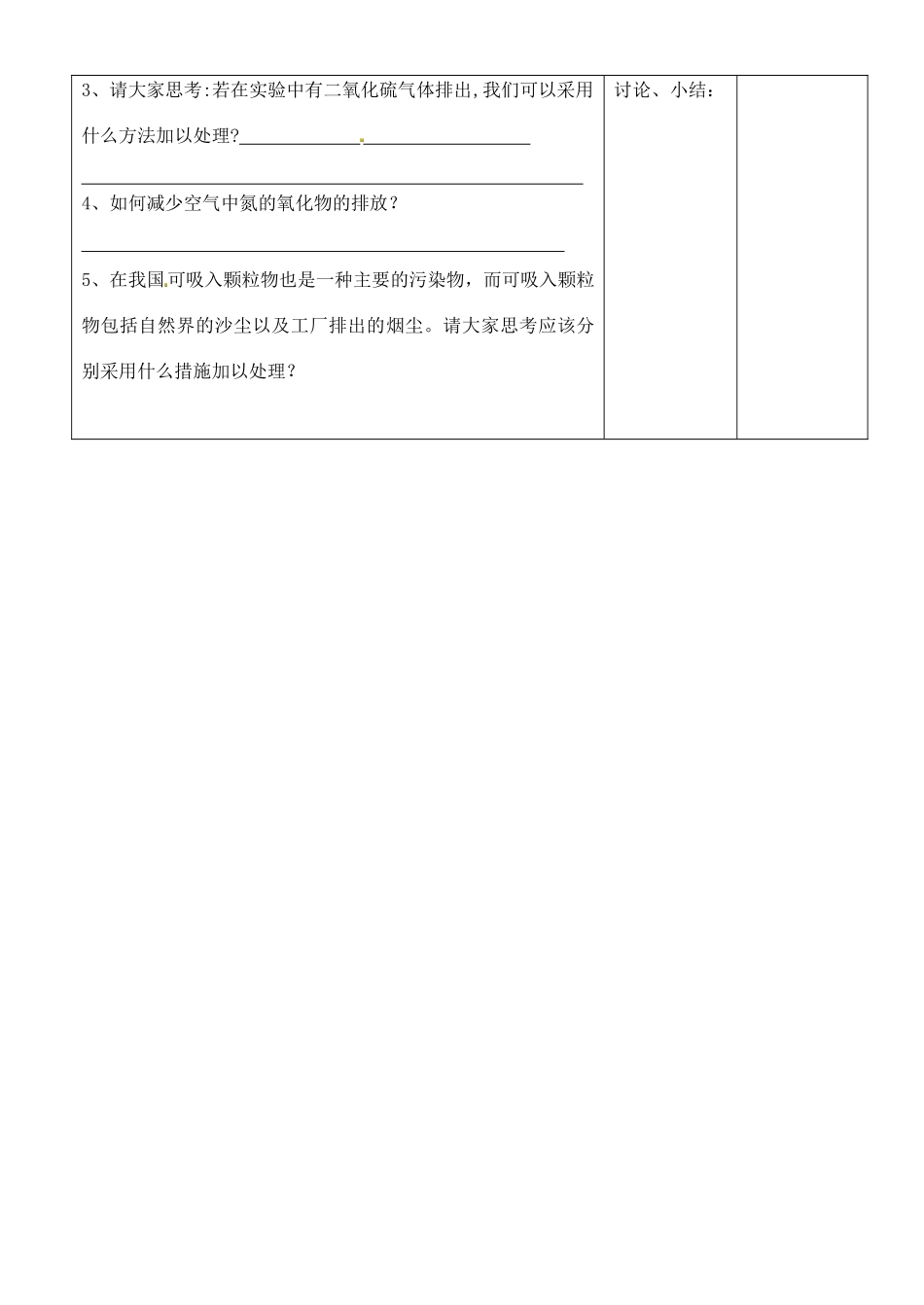 江苏省徐州市王杰中学2014高中化学 化学与生活 专题一 第一单元 空气质量的改善（第2课时）导学案 苏教版选修1_第2页