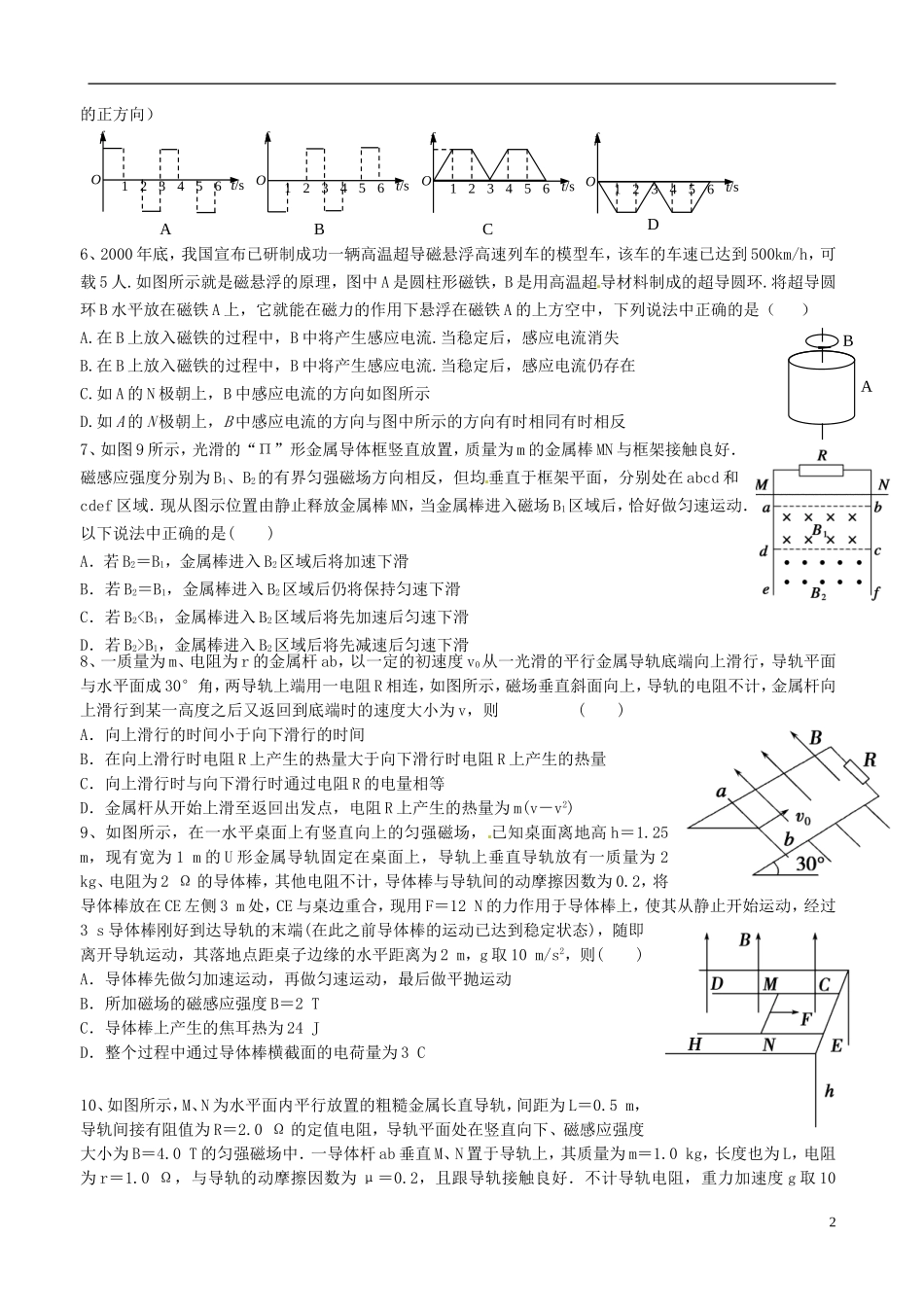 江苏省昆山震川高级中学高三物理 电磁感应中的能量问题（2）复习学案_第2页